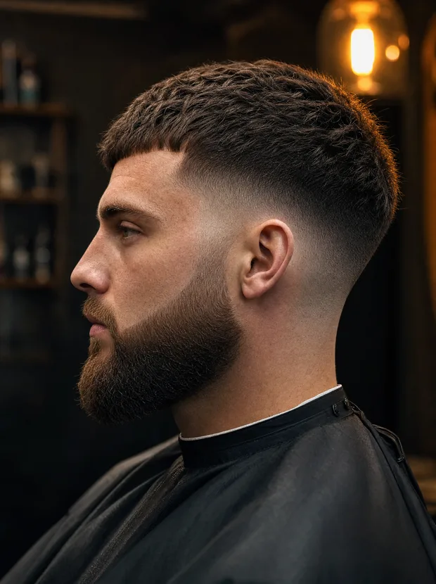 Textured crop fade with beard