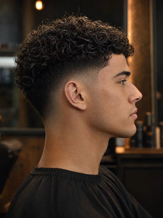 Curly top with mid fade